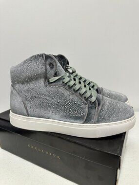 After Midnight Flash Sneakers Mens 13 Silver Velvet Rhinestone Studded Bling